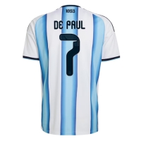 Camiseta Argentina Rodrigo De Paul #7 Primera Equipación Replica Mundial 2026 mangas cortas